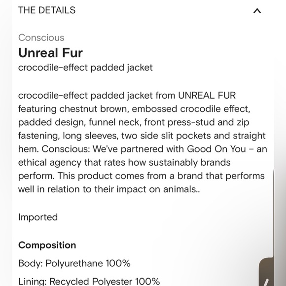 NWT UNREAL FUR Crocodile effect padded jacket - Picture 6 of 8